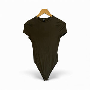 Women's SHEIN Olive Green Short Sleeve Bodysuit M